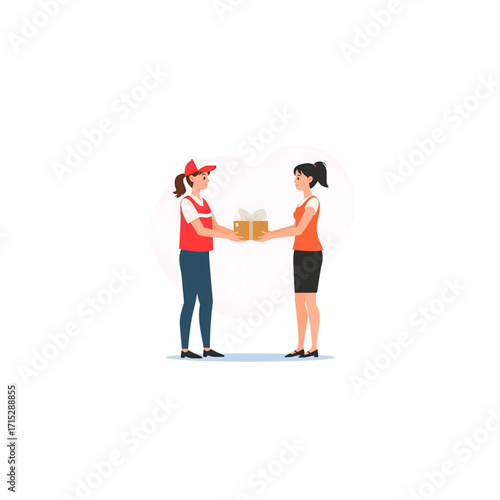 woman receive package illustration