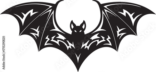 Dark Silhouette of a Bat: A striking vector silhouette of a bat, a captivating piece, ideal for conveying an essence of mystery and adventure. 
