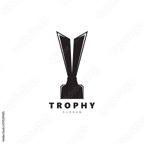 Trophy champions with start logo icon design vector illustration, For Award Winner, champions, tournament.