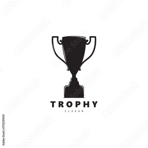 Trophy champions with start logo icon design vector illustration, For Award Winner, champions, tournament.
