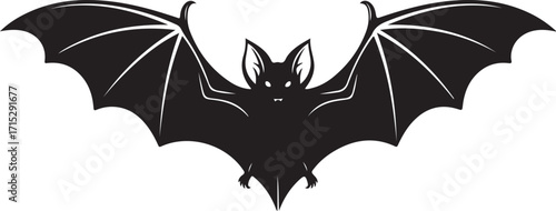 Bat Silhouette: A stark black silhouette of a bat, its wings fully outstretched, against a clean backdrop, perfect for conveying themes of the night, halloween, or the eerie unknown.