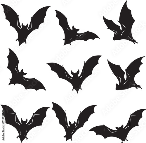 Bat Silhouette Collection: A captivating compilation of stylized bat silhouettes soaring through the dark, ready to lend an aura of mystery to your design needs.