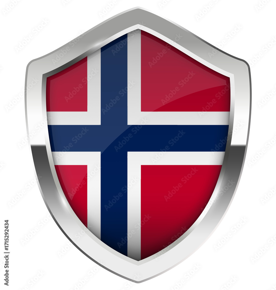 Obraz premium Norway shield with the flag of Norway with chrome metal frame
