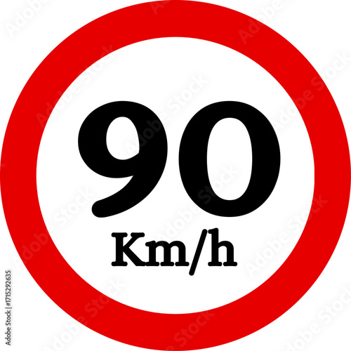 Speed Limit 90 kmh Sign