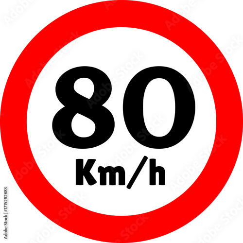 Speed Limit 80 kmh Sign