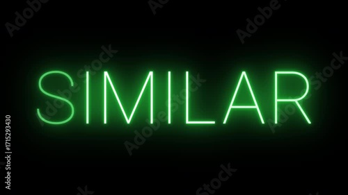 Flickering neon green similar sign animated on black background.
