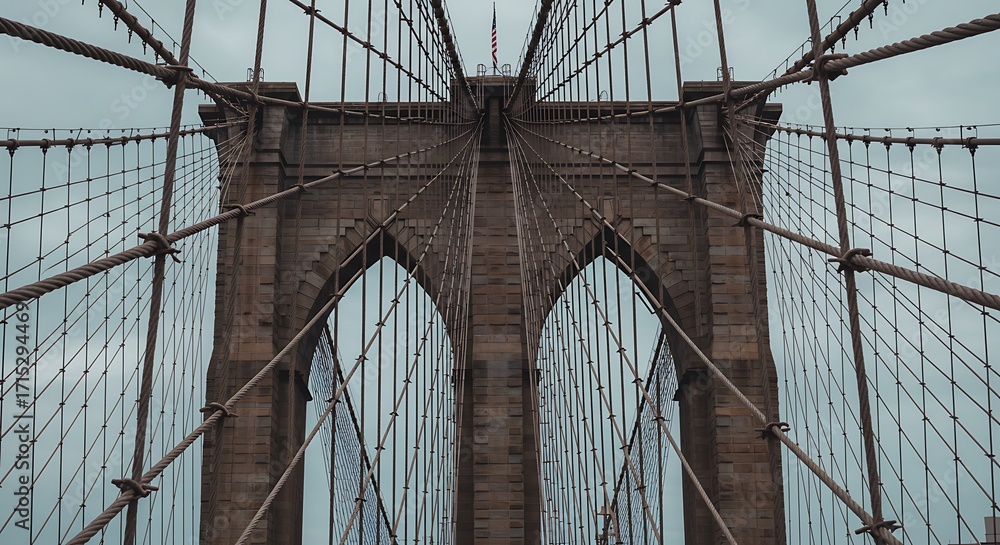 Obraz premium Brooklyn Bridge - A Perspective of Strength and Structure.