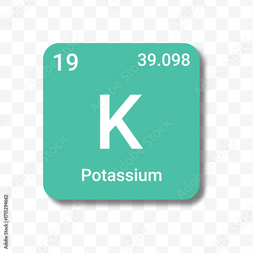 potassium periodic table element icon vector transparent background