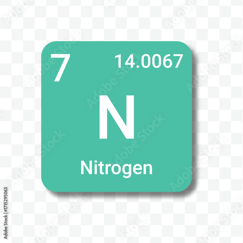 nitrogen periodic table element icon vector transparent background