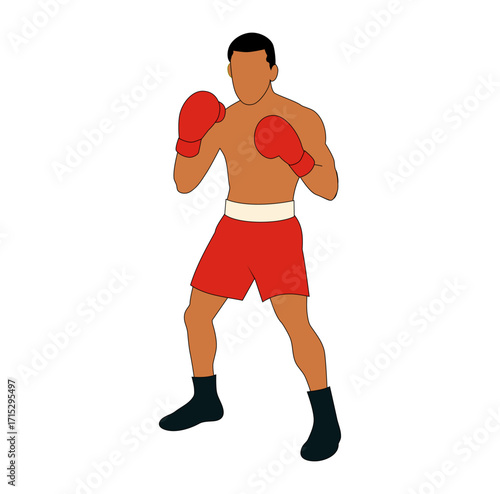 Cartoon Man Athlete Boxing Simple Logo Design Icon Digital