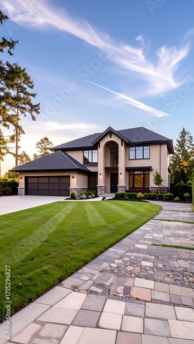 Modern house at dusk