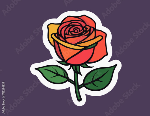 rose flower vector art comic style