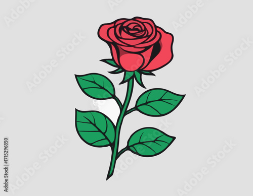 rose flower vector art comic style