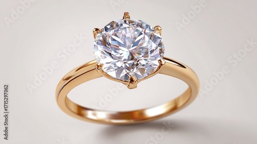 A radiant, round brilliant cut diamond solitaire ring in polished gold