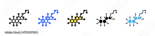 Lipid Molecule Icon Collection With Multiple Styles