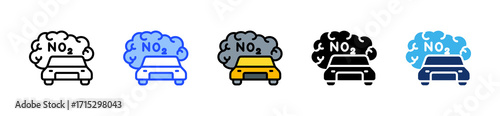 No2 Smog Icon Collection With Multiple Styles