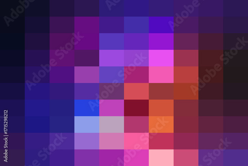 Pixelated abstract portrait with vibrant purple and pink hues