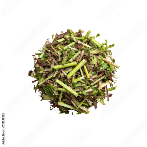 Aerial View of Chopped Green Plant Material for Compost or Mulch
