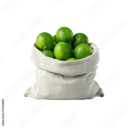 Fresh Limes in a Linen Bag - Vibrant Green Citrus Fruits