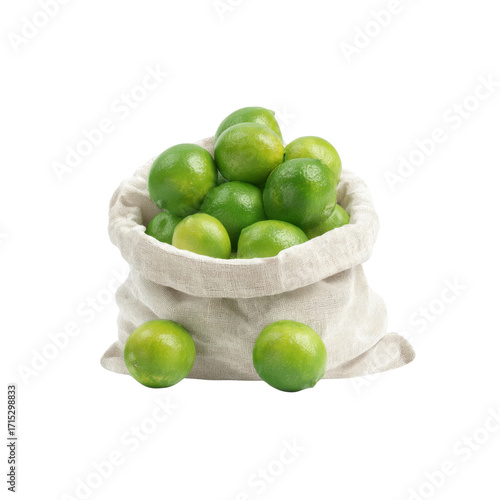 Fresh Limes in a Linen Bag � Vibrant Green Citrus Fruits