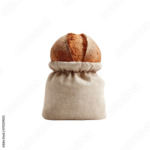 Artisan Round Loaf of Bread in Linen Bread Bag