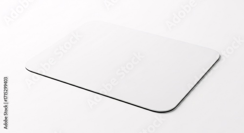 Blank white mousepad with rounded corners and black trim on a clean white background