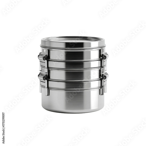 Stainless Steel Three-Tiered Food Container, Stackable Lunch Box, Metal Tiffin Carrier