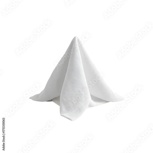 Folded White Napkin on Black Background, Elegant Table Setting, Clean Linen Texture