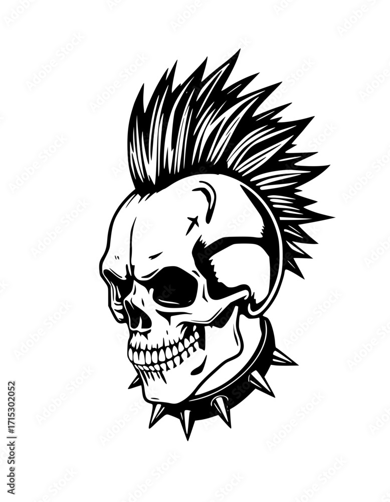 Obraz premium Punk Skull with Spiky Mohawk