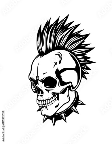 Punk Skull with Spiky Mohawk