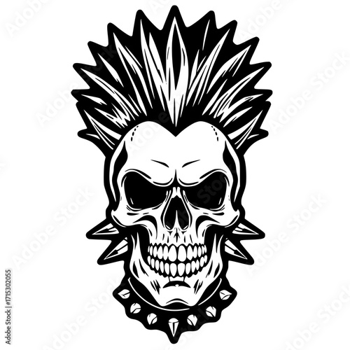 Punk Skull with Spiky Mohawk