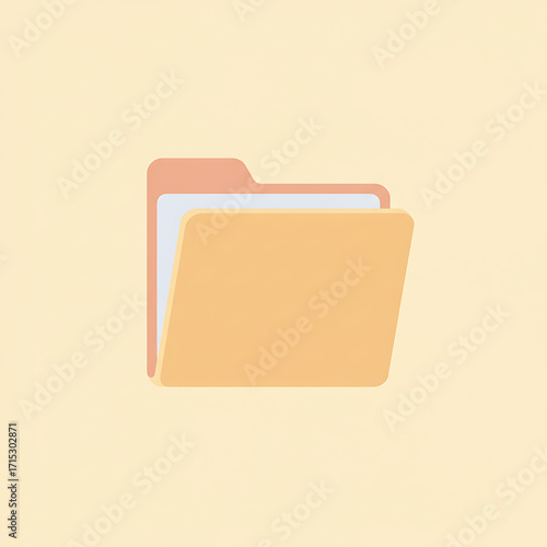 3D Render of an Open Folder on a Neutral Background - Organization, Data, and Documents Concept