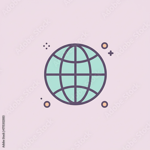Globe icon in a flat design style. Vector illustration of a world symbol for internet, web, and global communication concepts