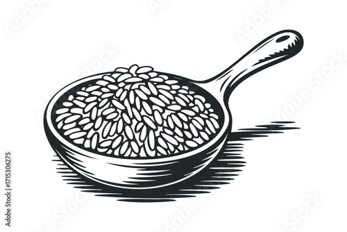 Bowl of grains on transparent background. Vector hand drawn