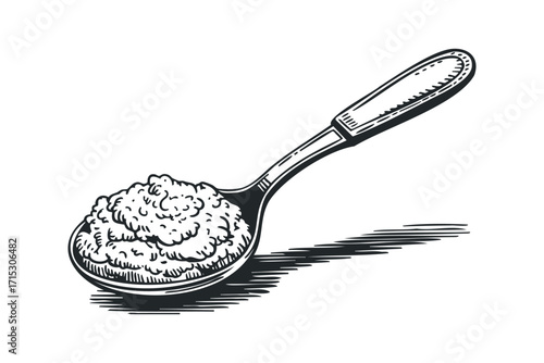 Spoonful of granular material on transparent background. Vector hand drawn