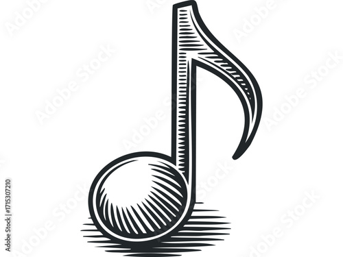 Pencil Sketch Music Note Isolated on White Transparent. Vector hand drawn
