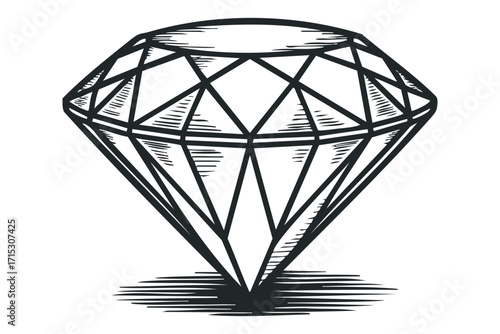 Priceless Gemstone Diamond. Vector hand drawn