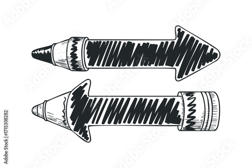 Hand Drawn Arrows Symbol Transparent Background. Vector hand drawn
