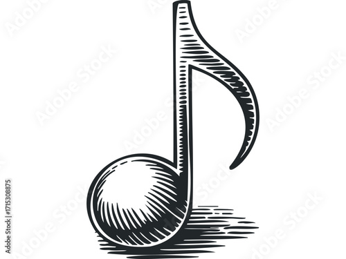 Single Eighth Note Music Symbol Hand Drawn Transparent. Vector hand drawn