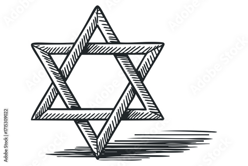 Hand-drawn Star of David sketch. Vector hand drawn