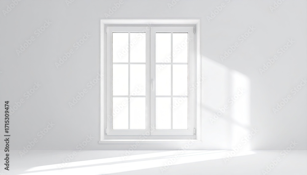Fototapeta premium White Room with Window and Sunlight