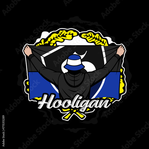vector illustration of a hooligan ultras casual with a flag design