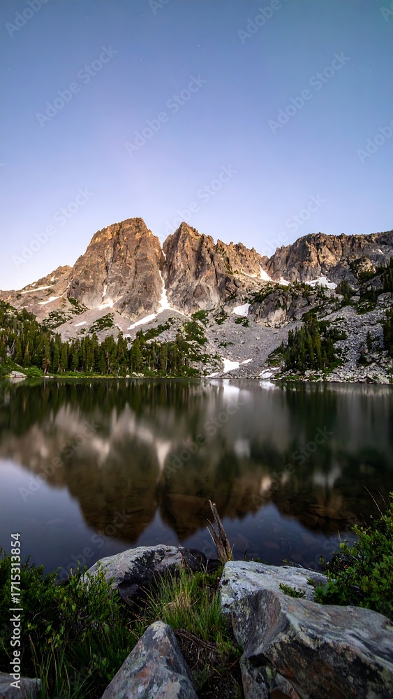 Fototapeta premium Mountain lake serene sunrise