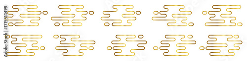 Gold Line Minimalist Asian clouds element vector. Perfect for travel, traditional nature, and culture festival. A stylish, simple design that evokes a classic aesthetic with a modern, artistic touch.