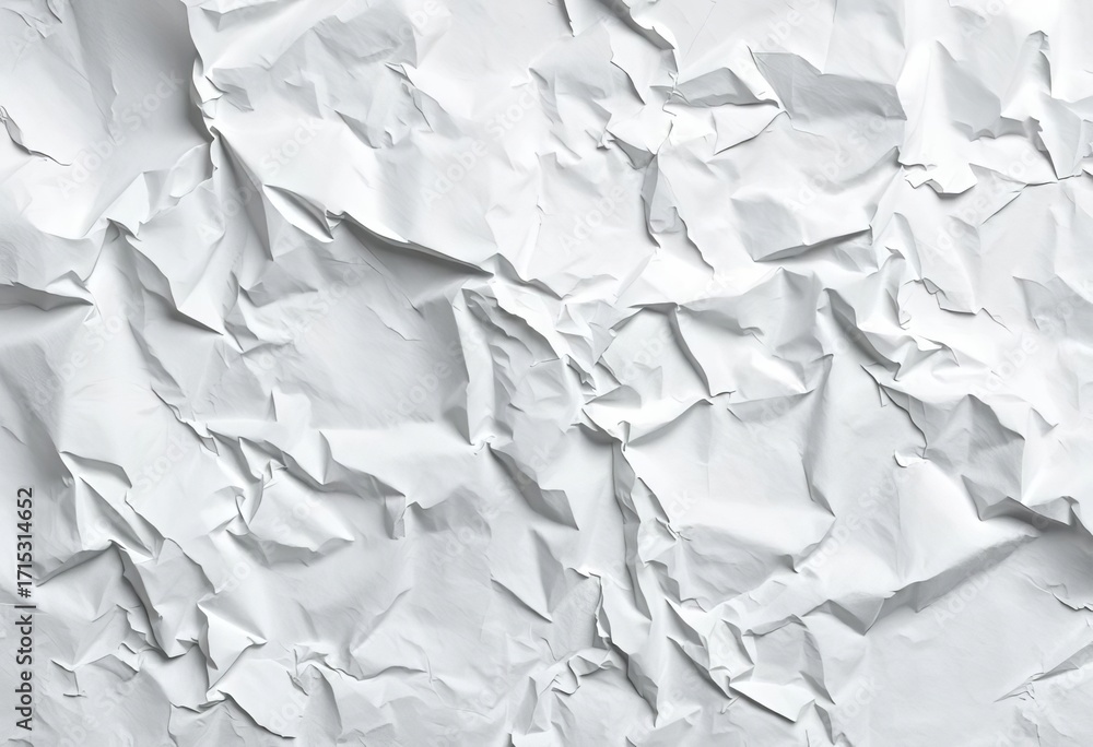 Fototapeta premium A crumpled sheet of white paper, creases and shadows visible, texture background, backdrop