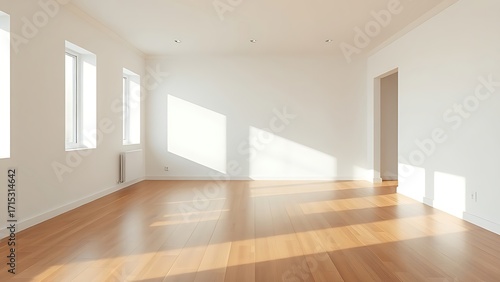 Wallpaper Mural Minimalist living room with wooden floors, embodying clean and spacious design. Torontodigital.ca