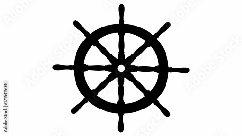 Striking ship wheel graphic, perfect for nautical themes, logo designs, and travel adventures, conveying a sense of adventure and timeless seafaring tradition