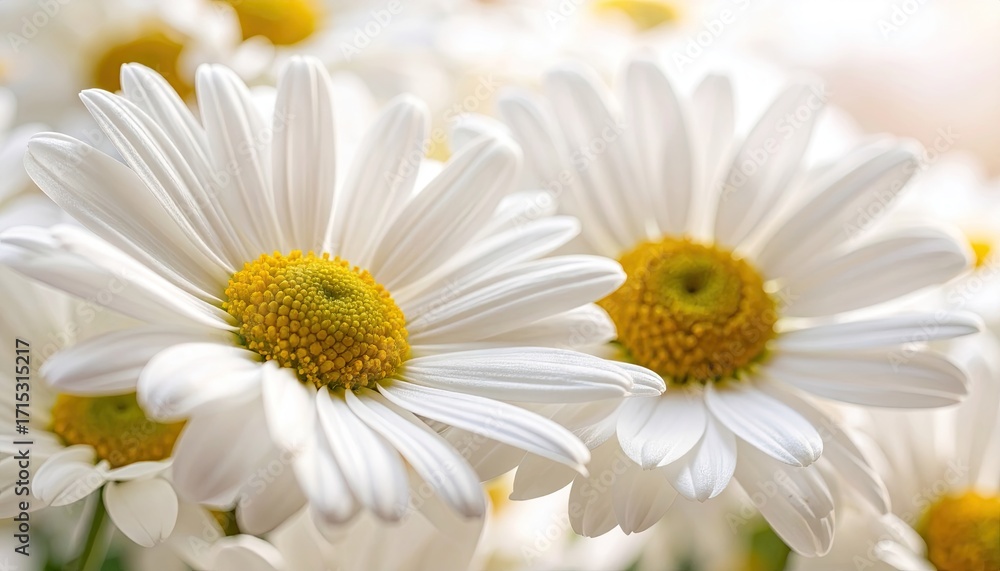 Fototapeta premium Close Up of White Daisies with Yellow Centers