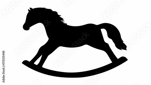 Classic rocking horse silhouette for charming nursery decor or vintage toy shop design element graphic