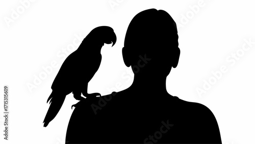 Elegant parrot perched on a person's shoulder, a striking silhouette of tropical wildlife